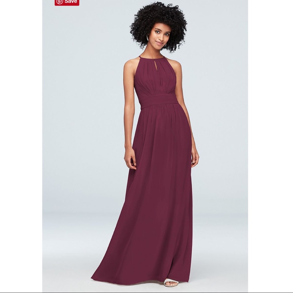 NWT David’s Bridal HIGH-NECK BRIDESMAID DRESS Wine